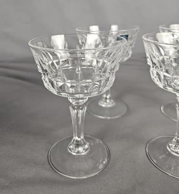 Vintage Set 4 Lady Victoria Lead Crystal Champagne Glasses Tall Sherbet - Thumbnail 2