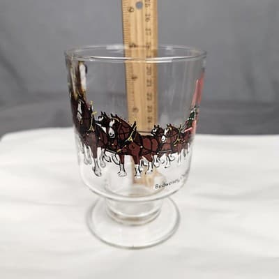 Vintage Budweiser Champion Clydesdales Footed Glass Tumbler 14-16 oz. - Thumbnail 8