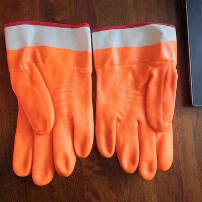 MCR Safety 6710F PVC Foam Lined Work Gloves Orange Gauntlet Waterproof 12 - 1 dz - Thumbnail 3