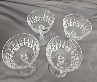 Vintage Set 4 Lady Victoria Lead Crystal Champagne Glasses Tall Sherbet - Thumbnail 4