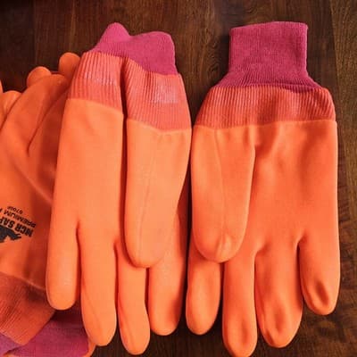 MCR Safety PVC Foam Lined Work Gloves Sz 10 Orange Insulated Cold Weather 6700F - Thumbnail 2