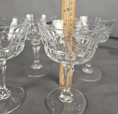 Vintage Set 4 Lady Victoria Lead Crystal Champagne Glasses Tall Sherbet - Thumbnail 8