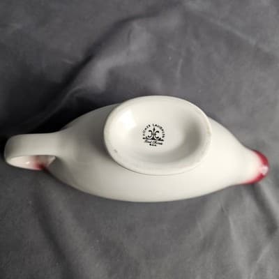 Sterling China Restaurant Ware Gravy Boat White Ceramic with Red Accent 8 oz. - Thumbnail 5