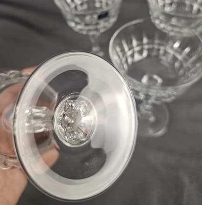 Vintage Set 4 Lady Victoria Lead Crystal Champagne Glasses Tall Sherbet - Thumbnail 5