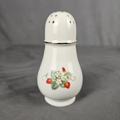 Vintage Avon Strawberry Porcelain Sugar Shaker - 22K Gold Trim , Made In Brazil - Thumbnail 3