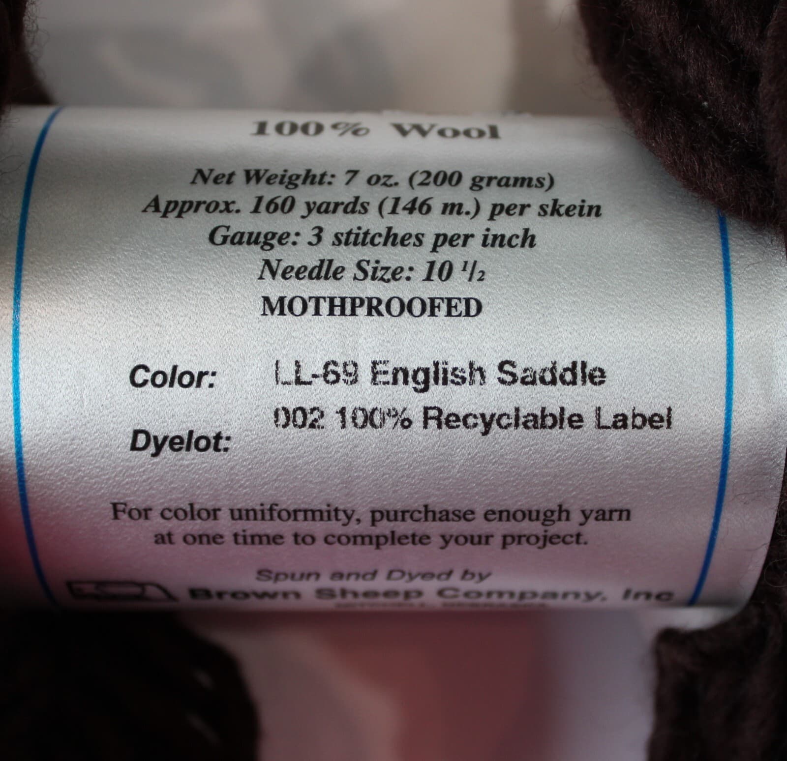 Lamb's Pride LanaLoft Bulky, English Saddle, Brown Sheep Co 100% Wool - Thumbnail 2