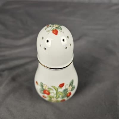 Vintage Avon Strawberry Porcelain Sugar Shaker - 22K Gold Trim , Made In Brazil - Thumbnail 2