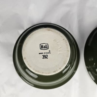 HALL Pottery Vintage 434 Ceramic Round Baking Dish & 392 Bowl Avocado green - Thumbnail 6