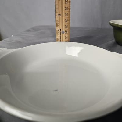 HALL Pottery Vintage 434 Ceramic Round Baking Dish & 392 Bowl Avocado green - Thumbnail 13