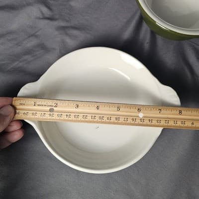 HALL Pottery Vintage 434 Ceramic Round Baking Dish & 392 Bowl Avocado green - Thumbnail 11