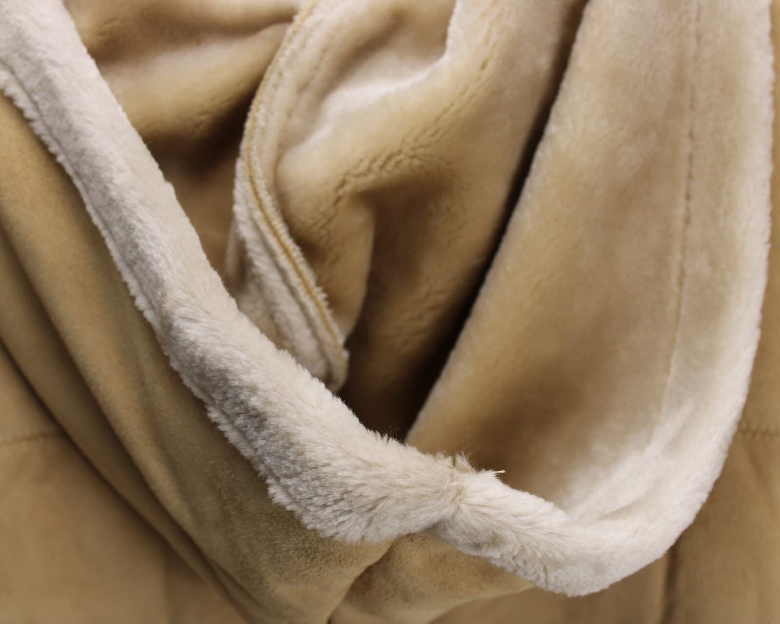 Womens Suede Coat Hooded Size S Jones New York Cream Faux Suede/ Fur Lined - Thumbnail 5