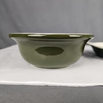 HALL Pottery Vintage 434 Ceramic Round Baking Dish & 392 Bowl Avocado green - Thumbnail 2