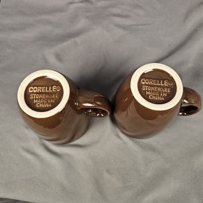 Set Of 2 Corelle Coffee Mug Chocolate Brown Stoneware Tea Cocoa Cup Mug - Thumbnail 3