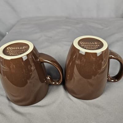 Set Of 2 Corelle Coffee Mug Chocolate Brown Stoneware Tea Cocoa Cup Mug - Thumbnail 4