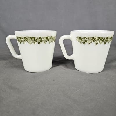 Vintage Pyrex Corelle Spring Blossom Milk Glass Mugs Set of 2 - Thumbnail 3