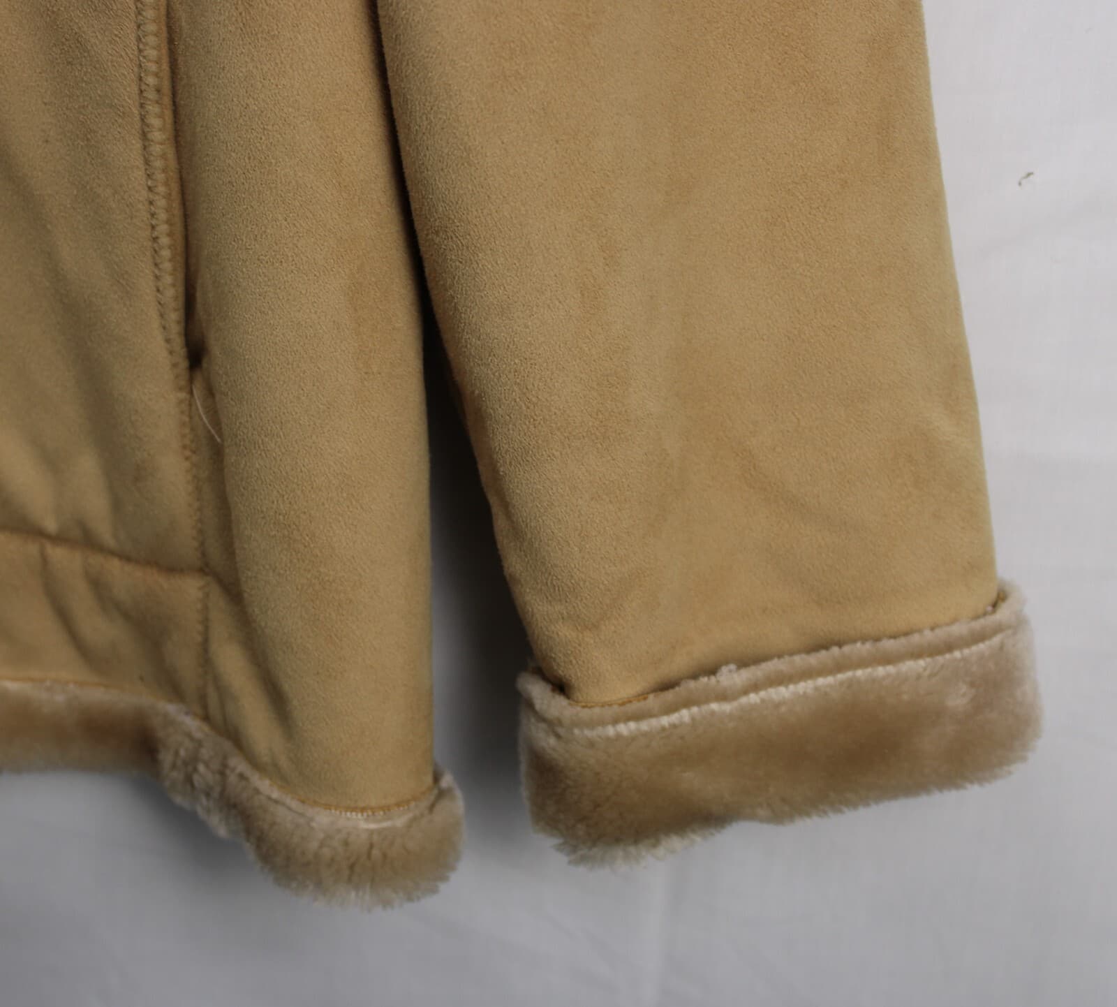Womens Suede Coat Hooded Size S Jones New York Cream Faux Suede/ Fur Lined - Thumbnail 3