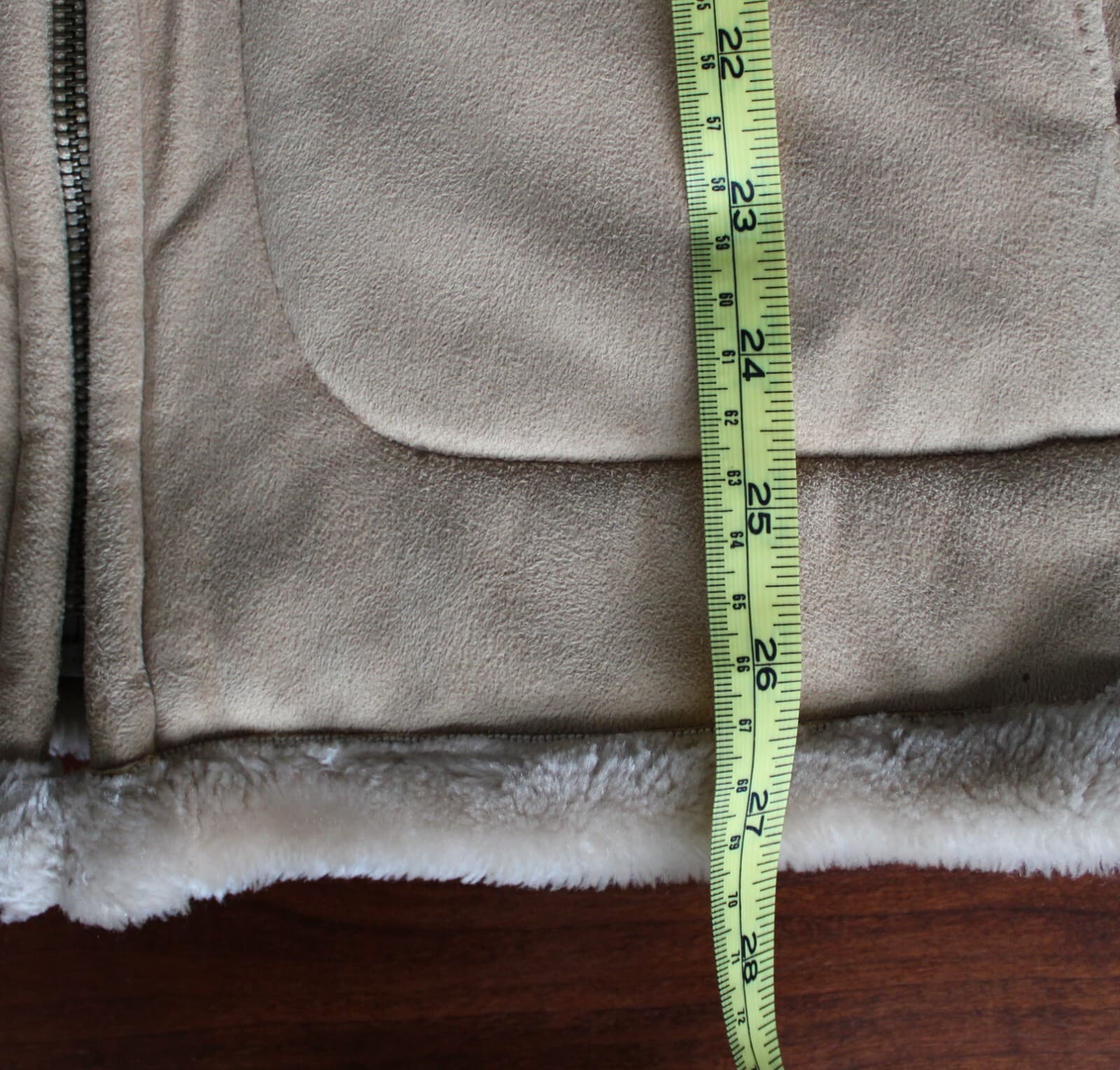 Womens Suede Coat Hooded Size S Jones New York Cream Faux Suede/ Fur Lined - Thumbnail 10