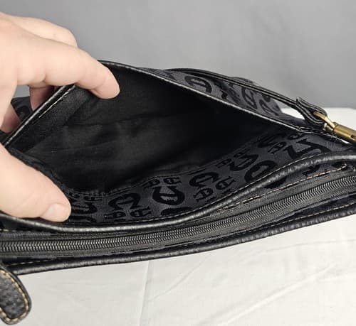 Etienne Aigner Vtg Signature Logo Print Handbag Purse Bag Bronze Black - Thumbnail 10