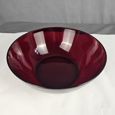 Vintage Anchor Hocking Royal Ruby Red 8.5” Round Glass Serving Bowl 3” Tall - Thumbnail 2