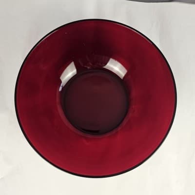 Vintage Anchor Hocking Royal Ruby Red 8.5” Round Glass Serving Bowl 3” Tall - Thumbnail 3
