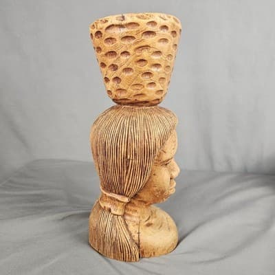 Folk Art Vintage Midcentury Wood Carving Sculpture Jamaica Signed T. Plummer - Thumbnail 5