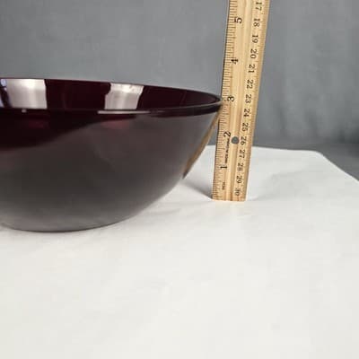 Vintage Anchor Hocking Royal Ruby Red 8.5” Round Glass Serving Bowl 3” Tall - Thumbnail 6