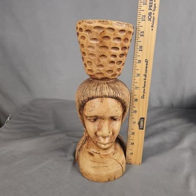 Folk Art Vintage Midcentury Wood Carving Sculpture Jamaica Signed T. Plummer - Thumbnail 9