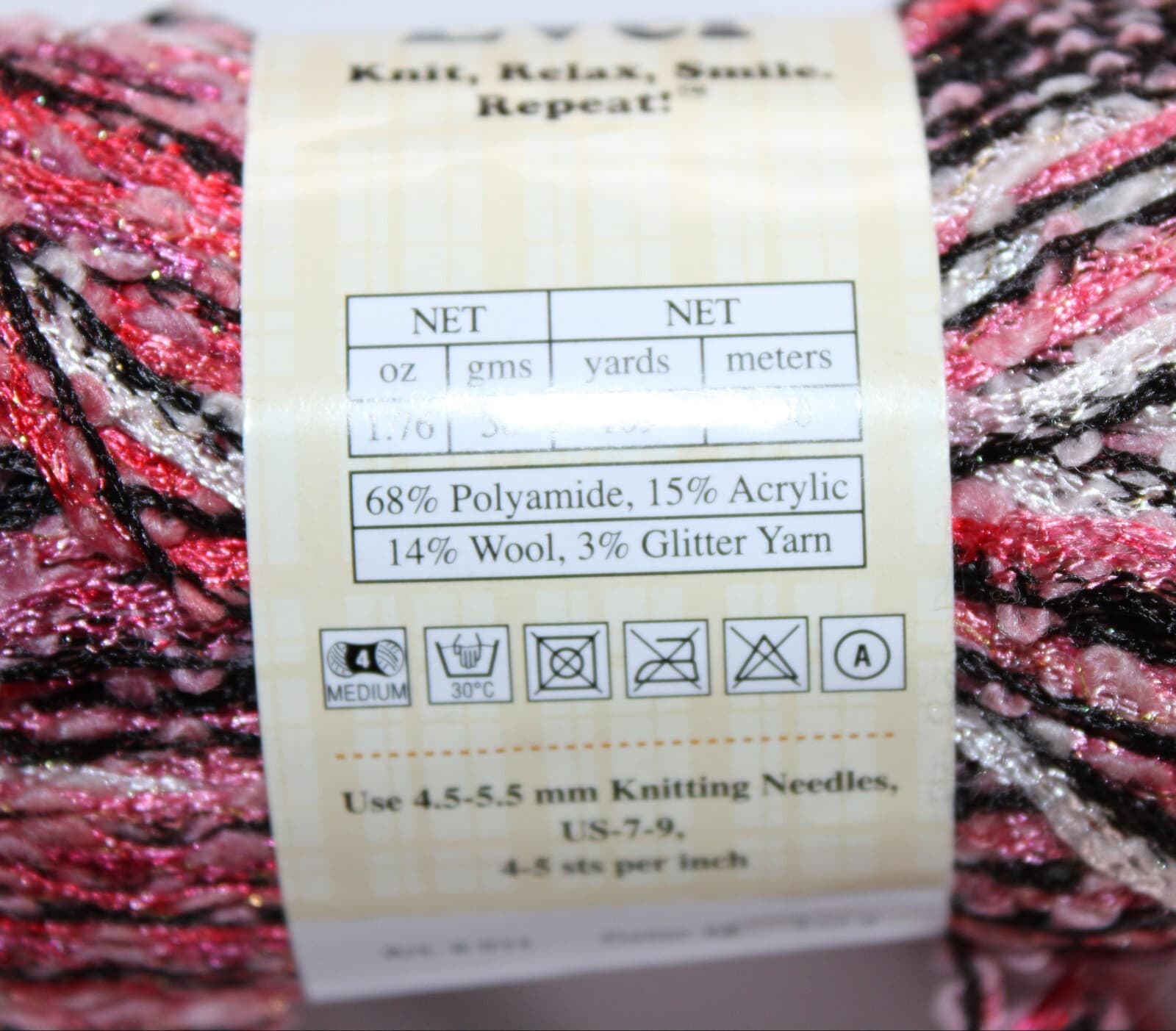 SALE Universal Yarn Ever Col 13 Pinks Black White Glitter 50gr 100m Acrylic Wool - Thumbnail 3