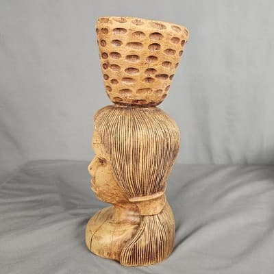 Folk Art Vintage Midcentury Wood Carving Sculpture Jamaica Signed T. Plummer - Thumbnail 3
