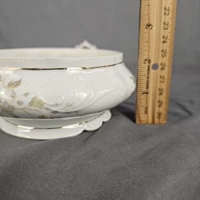 LS&S Carlsbad Sugar Bowl Base Austria Pink Blue Florals Scalloped Vintage - Thumbnail 7