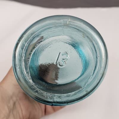 Ball Perfect Mason "LUCKY" NO. 13 Blue Quart Canning Jar - Thumbnail 7