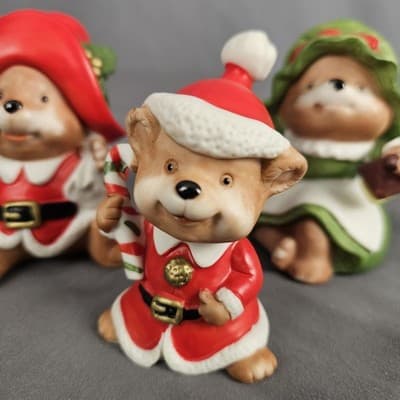 Homco Claus Family Bears Santa and Mrs. w/ Child Set of 3 Figurines #5600 - Thumbnail 6