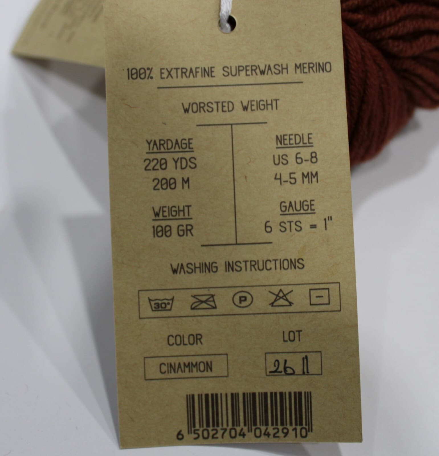 SALE Urth Harvest Worsted Yarn 100% Extrafine Superwash Merino Cinnamin - Thumbnail 3