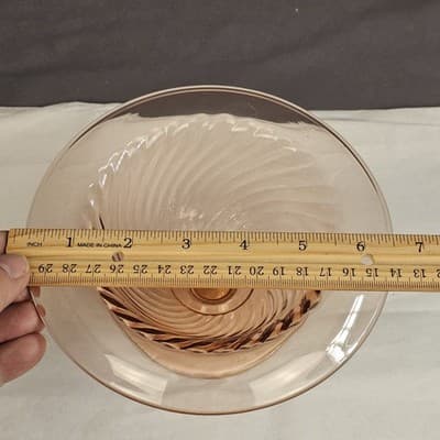 Imperial Twist Optic Pink Footed Pedestal Bowl Swirl with Rolled Rim Dish 1920s - Thumbnail 6