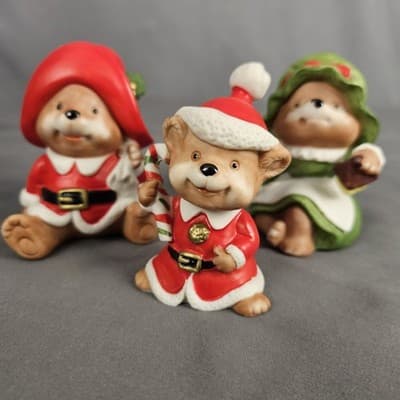 Homco Claus Family Bears Santa and Mrs. w/ Child Set of 3 Figurines #5600 - Thumbnail 13
