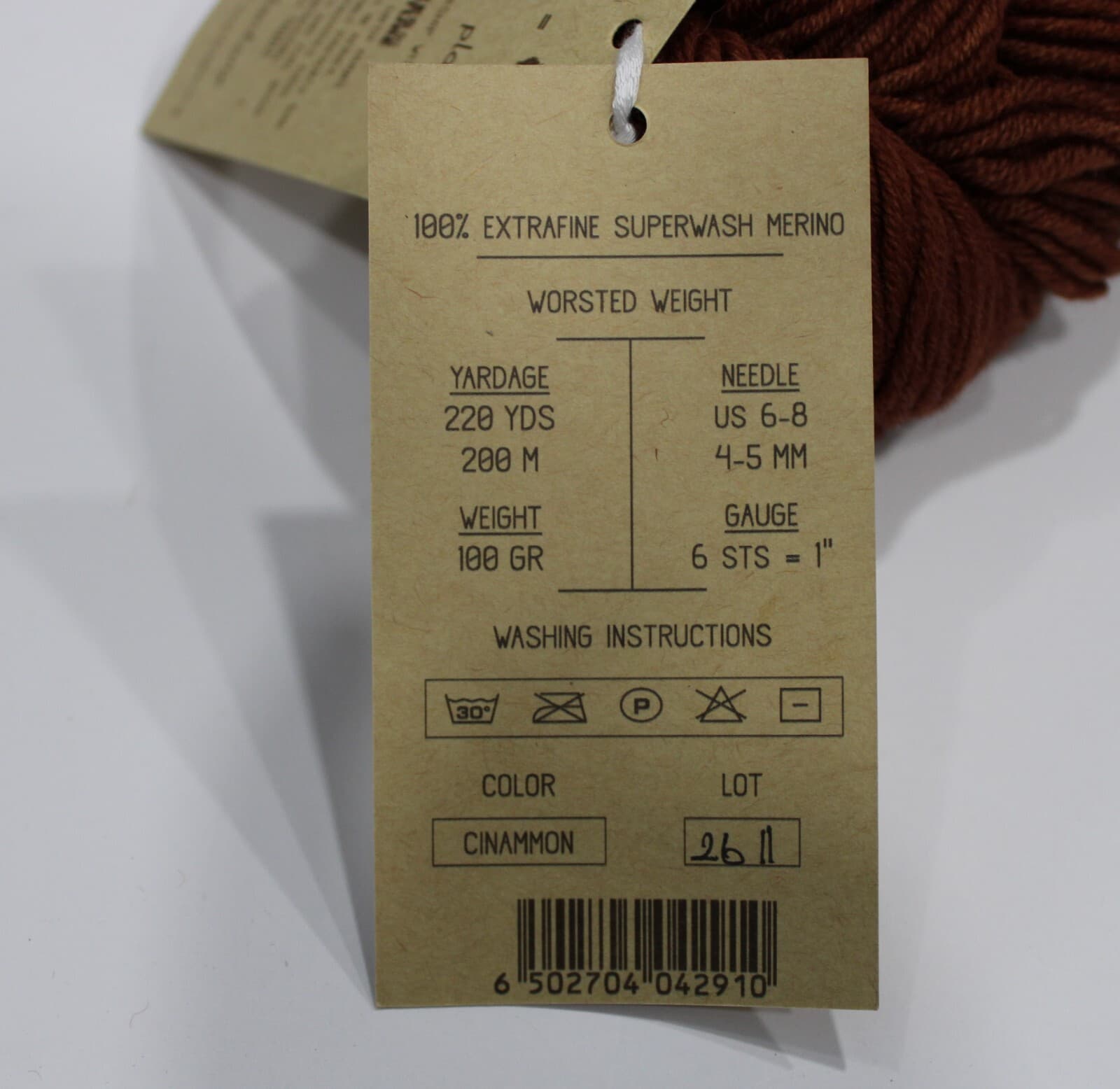 SALE Urth Harvest Worsted Yarn 100% Extrafine Superwash Merino Cinnamin - Thumbnail 4