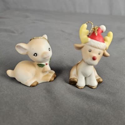 Homce Christmas Deer Ornaments Cute Buck & Doe Reindeer - Thumbnail 2
