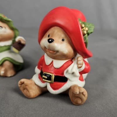 Homco Claus Family Bears Santa and Mrs. w/ Child Set of 3 Figurines #5600 - Thumbnail 4