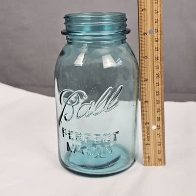 Ball Perfect Mason "LUCKY" NO. 13 Blue Quart Canning Jar - Thumbnail 6