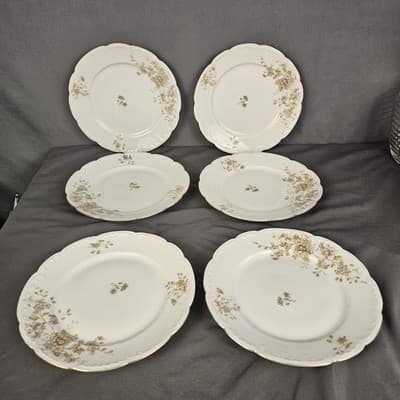 LS&S Carlsbad Plates 7 5/8" Austria Pink Blue Florals Scalloped Vintage Set/6 - Thumbnail 2