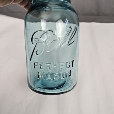 Ball Perfect Mason "LUCKY" NO. 13 Blue Quart Canning Jar - Thumbnail 2