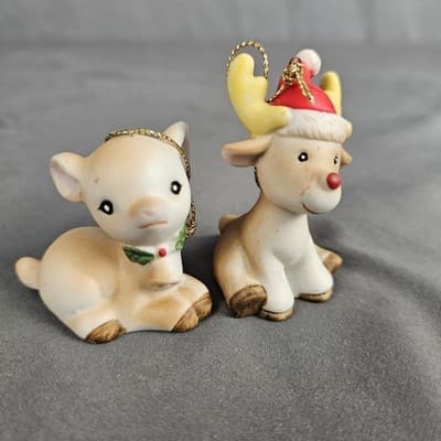 Homce Christmas Deer Ornaments Cute Buck & Doe Reindeer - Thumbnail 3