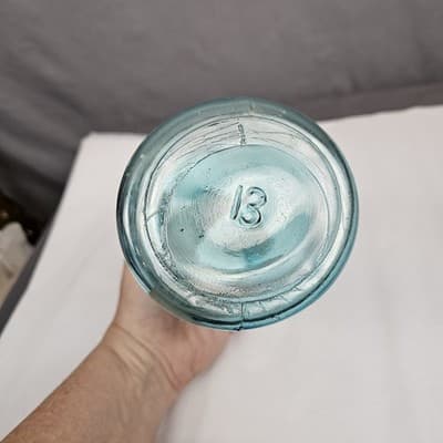 Ball Perfect Mason "LUCKY" NO. 13 Blue Quart Canning Jar - Thumbnail 3