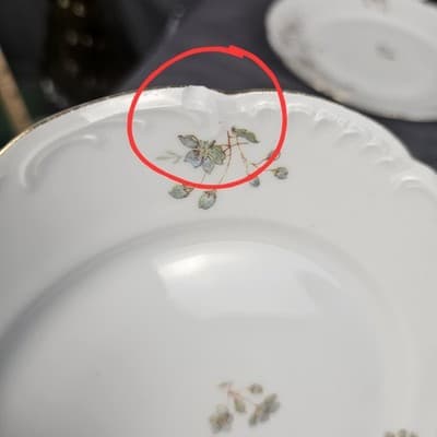 LS&S Carlsbad Plates 7 5/8" Austria Pink Blue Florals Scalloped Vintage Set/6 - Thumbnail 6