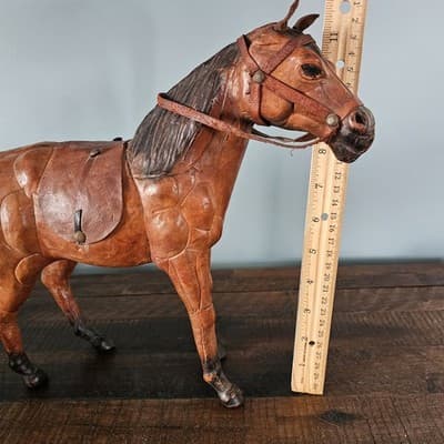 Vintage Handmade Leather Horse Figurine Statue Equestrian - Thumbnail 8