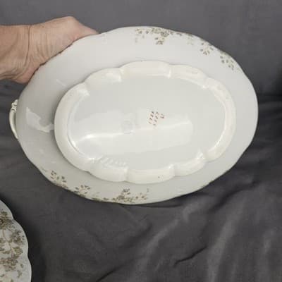 LS&S Carlsbad Large Tureen Soup & Lid Austria Pink Blue Florals Scalloped Vtg - Thumbnail 7
