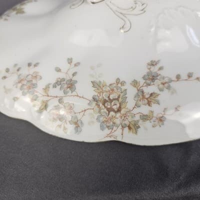 LS&S Carlsbad Large Tureen Soup & Lid Austria Pink Blue Florals Scalloped Vtg - Thumbnail 12