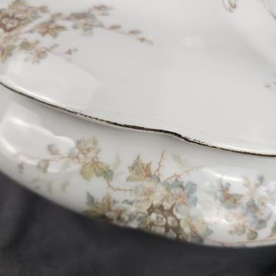 LS&S Carlsbad Large Tureen Soup & Lid Austria Pink Blue Florals Scalloped Vtg - Thumbnail 18