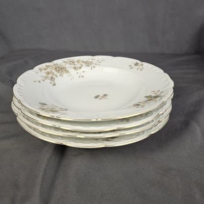 LS&S Carlsbad Soup Salad Bowls Austria Pink Blue Florals Scalloped Vintage Set/4 - Thumbnail 7