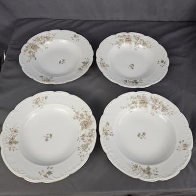 LS&S Carlsbad Soup Salad Bowls Austria Pink Blue Florals Scalloped Vintage Set/4 - Thumbnail 6